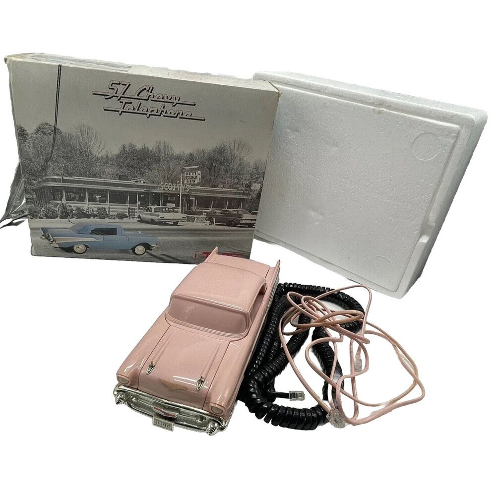 Vintage TeleMania Pink  57 Chevy Telephone in Original Box RARE